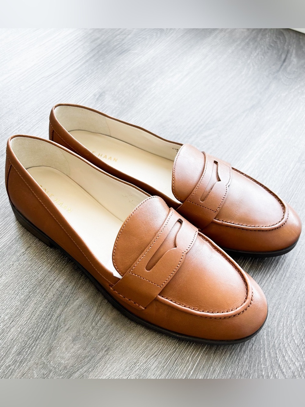 Cole Haan brown leather pinch penny loafers